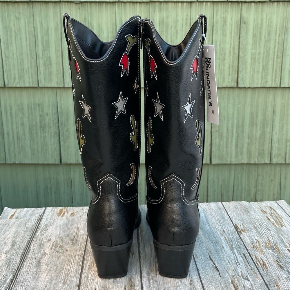 Western Boots Black Novelty Southwestern Cowgirl Desert Vibes Country Size 10 - Picture 4 of 10